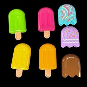 Leap Frog Scoop and Learn Ice Cream Cart Replacement Popsicles & Toppings 7 pcs